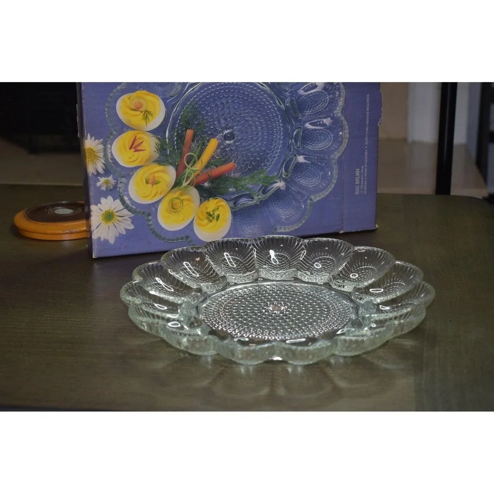 Vintage Indiana‎ Glass Egg Relish Dish: Crystal Collection Tray